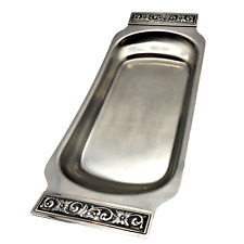 Bandeja de pão retangular de aço inoxidável padrão floral nas alças 13x5x2" comprar usado  Enviando para Brazil