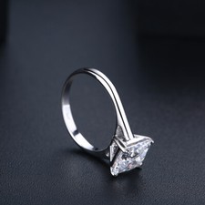 Anel solitário feminino corte almofada 8x8mm zircônia cúbica prata 925 joias da moda comprar usado  Enviando para Brazil