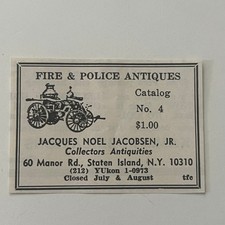 Antiguidades de bombeiros e polícia Jacques Jacobsen Jr Staten Island NY 1973 anúncio SAI4-S85, usado comprar usado  Enviando para Brazil