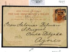 Usado, Cartão postal resposta intacta correio destino AÇORES 1897 Ponta Delgada D171 capa GB comprar usado  Enviando para Brazil