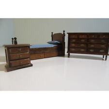 Conjunto de móveis para casa de bonecas 1:12 quarto cama cômoda suporte noturno marrom , usado comprar usado  Enviando para Brazil