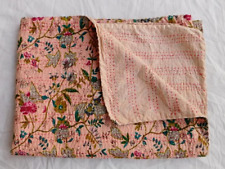 Colcha Kantha India Rosa Hecha a Mano Ropa de Cama Algodón Floral Manta segunda mano  Embacar hacia Mexico