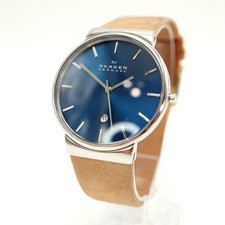 Skagen Masculino Clássico Vestido de Data Azul 40mm Relógio Fino Couro Marrom com Nova Bateria comprar usado Skagen Masculino Clássico Vestido de Data Azul 40mm Relógio Fino Couro Marrom com Nova Bateria comprar usado  Enviando para Brazil