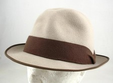 CHAPÉU VINTAGE 1940-50 FELTRO SUÍÇO HOMBURG BEGE CERVINO JELMOLI S/A ZURICH comprar usado  Enviando para Brazil