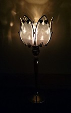 Suporte de vela Partylite Waterlily latão pétalas de vidro fumaça copo votivo transparente LEIA comprar usado  Enviando para Brazil