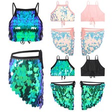 Roupas femininas terno cha-cha conjunto com cadarço lantejoulas clubwear fantasia de palco borla comprar usado  Enviando para Brazil