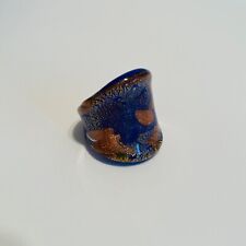 Anillo de cristal de Murano azul y dorado talla R (Reino Unido) / 58,5 (UE) / 8,5 (EE. UU.) segunda mano  Embacar hacia Argentina