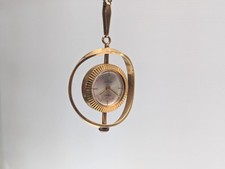 Colar pingente vintage 1960 relógio Heno folheado a ouro 17 joias, usado comprar usado  Enviando para Brazil