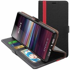 Coque Sony Xperia 10 (2019) Etui Portefeuille PU Cuir Porte-Cartes, Noir / Rouge na sprzedaż  Wysyłka do Poland