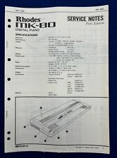 Notas de serviço de piano digital Roland original - Rhodes - Manual / MK-80 comprar usado  Enviando para Brazil