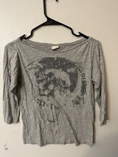 Usado, Blusa feminina Diesel gola barco manga 3/4 100% algodão tamanho pequeno cinza gráfico comprar usado  Enviando para Brazil