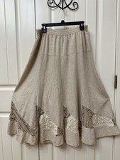 Saia Longa Lim’s Vintage Bege Linho Tamanho G Detalhes de Crochê Linha A Atemporal comprar usado  Enviando para Brazil