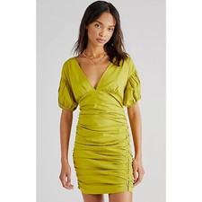 Usado, Vestido Free People Tastemaker mini botão verde gola V manga folhada franzida novo sem etiquetas XS comprar usado  Enviando para Brazil