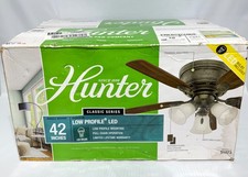 Usado, Kit clássico de ventilador de teto e luz Hunter 42" perfil baixo 51073 ouro provençal aberto comprar usado  Enviando para Brazil