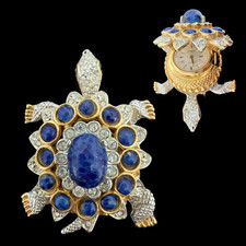 KJL 🖤 RELÓGIO ESCONDIDO 🖤 1960s KENNETH JAY LANE 🖤 BROCHE TARTARUGA PAVÊ LÁPIS comprar usado  Enviando para Brazil