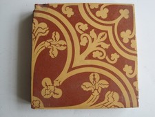 ANTIGO AZULEJO DE CANTO ENCÁUSTICO 6" MINTON RED & BUFF COM PADRÃO QUATREFOIL comprar usado  Enviando para Brazil
