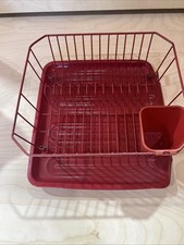 Usado, Escorredor de louça e suporte para utensílios Rubbermaid pequeno vermelho, tapete de drenagem - 13 pratos comprar usado  Enviando para Brazil