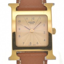 Usado, Relógio HERMES HH1.201 banhado a ouro/couro mostrador dourado quartzo feminino K#140157 comprar usado  Enviando para Brazil