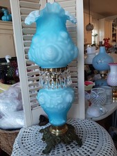 Lâmpada vintage Fenton azul oceano rosa inchada furacão! ABSOLUTAMENTE DESLUMBRANTE! RARO!! comprar usado  Enviando para Brazil