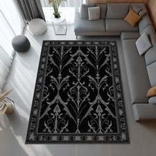 Tapete de área estilo gótico preto com elegantes padrões de damasco cinza para sala de estar e, usado comprar usado  Enviando para Brazil