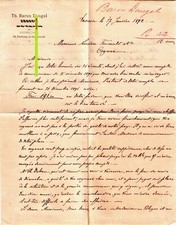 Lettre 1892 baron d'occasion  Vernet-les-Bains
