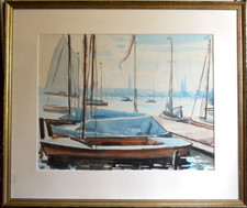Gemälde aquarell hafen gebraucht kaufen  Ammersbek
