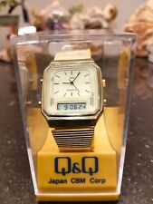 Relógio masculino japonês Q&Q digital e analógico raro Golden Peel década de 1980 NUNCA USADO comprar usado  Enviando para Brazil