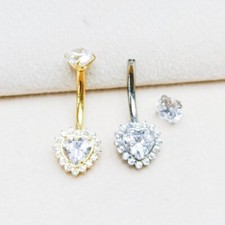 Piercing corporal ombligo brillo circonita cúbica corazón titanio g23 10 piezas 14Gx10x5/8 mm segunda mano  Embacar hacia Mexico