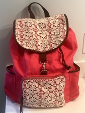 Mochila Aeropostale Lona Coral Cinch com Renda Praia, Escola, A Qualquer Hora! Raro comprar usado  Enviando para Brazil