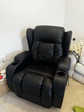 Black leather recliner for sale  LONDON