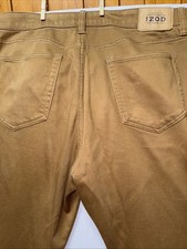 Jeans masculino IZOD slim fit perna reta 36x32 bronzeado frente plana 5 bolsos, usado comprar usado  Enviando para Brazil