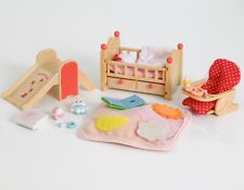 Juego de guardería bebé Sylvanian. Mueble dormitorio cuna trona rojo Calico Critters, usado segunda mano  Embacar hacia Argentina