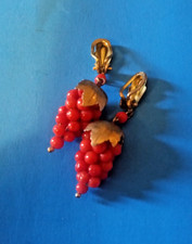 Brincos pendentes vintage de tom dourado e clipe de coral. 2" X 1/2" comprar usado  Enviando para Brazil