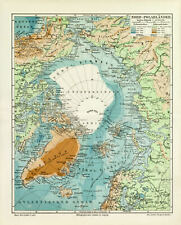 Północne kraje polarne historyczna mapa litografia ok. 1906 antyczna mapa, używany na sprzedaż  Wysyłka do Poland