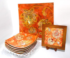 Cypress Home Spiced Paisley Conjunto de 8-1/4" Pratos Quadrados 14" Prato 8" Rebite comprar usado  Enviando para Brazil