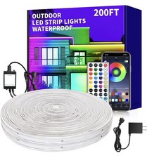 Luzes de tira de LED externas de 200 pés à prova d'água, IP68 com controle remoto de aplicativo sincronização de música comprar usado  Enviando para Brazil