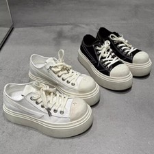 Tênis de couro SMFK, preto branco contrastante sapatos de skate casuais 2025, usado comprar usado  Enviando para Brazil