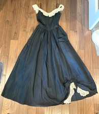 Vestido de baile 1950s 1950s preto tafetá fora do ombro crochê com strass B 34 comprar usado  Enviando para Brazil