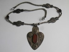 Usado, Colar vintage original prata maciça turco Asyk medalhão pedra cornalina comprar usado  Enviando para Brazil