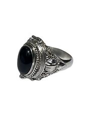 Anel venenoso ônix preto grande feito à mão Bali prata esterlina 14x10mm comprar usado  Enviando para Brazil