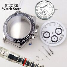 39mm Vk63 caixa mostrador quartzo cronógrafo multifuncional vidro safira pulseira de aço comprar usado  Enviando para Brazil