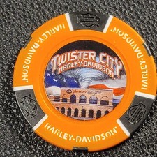 Ficha de pôquer TWISTER CITY HD ~ERROR CHIP ~ KANSAS (Laranja/Preto) Harley Davidson comprar usado  Enviando para Brazil