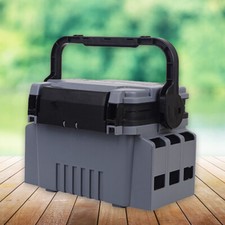 Caixa de equipamento de pesca camada dupla caixa de ferramentas de isca grossa suprimentos de pesca (cinza) comprar usado  Enviando para Brazil