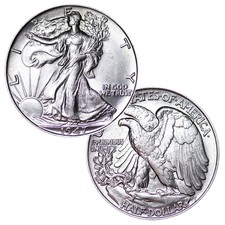 Usado, Meio dólar 90% prata liberdade ambulante brilhante não circulado BU comprar usado  Enviando para Brazil