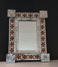 Espelho de estanho perfurado vintage azulejo Talavera arte popular mexicana pendurada 11 x 8,5 comprar usado  Enviando para Brazil