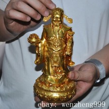 Estátua de Buda 8" folclórica chinesa clássica bronze dourado dinheiro deus da riqueza plutus comprar usado  Enviando para Brazil