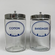 2 - Bandagens e algodão vintage de vidro médico GRAFCO - Frascos de vidro, usado comprar usado  Enviando para Brazil
