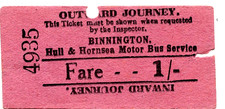Bus ticket binningtons for sale  UK