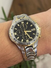 Relógio Citizen cronógrafo WR 100 mostrador preto masculino tom dourado, usado comprar usado  Enviando para Brazil
