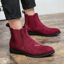 Botas Chelsea masculinas da moda anti-camurça biqueira redonda com fundo plano comprar usado  Enviando para Brazil